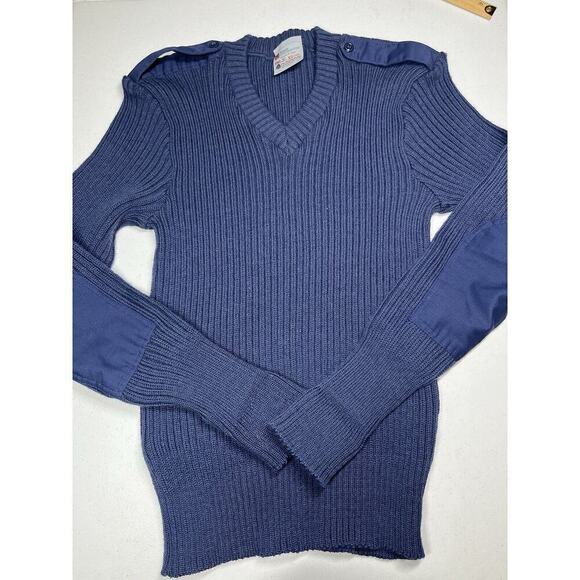 Vintage Brigade Quartermasters Sweater Mens 46 Blue Military The Wooly Pully - Picture 1 of 6